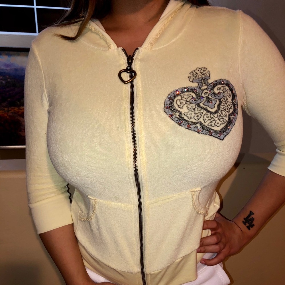 Yvette Mandell velour zip up hooded sweatshirt